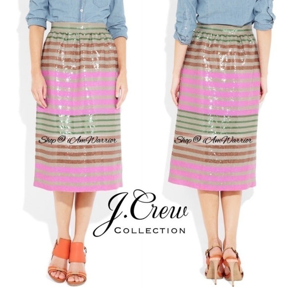 J.Crew Collection multi striped sequin midi skirt *Shop@iAmWarrior - Picture 9 of 17